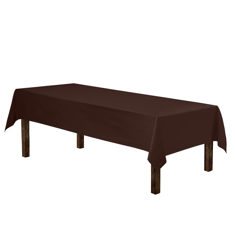 Gee Di Moda Rectangle Tablecloth - 60 x 84 Inch Chocolate Table Cloth for 5 Foot Rectangle Tables - Heavy Duty Washable Fabric - for Holiday Party, Dinner, Weddings, Baby Shower & Events - Image 2